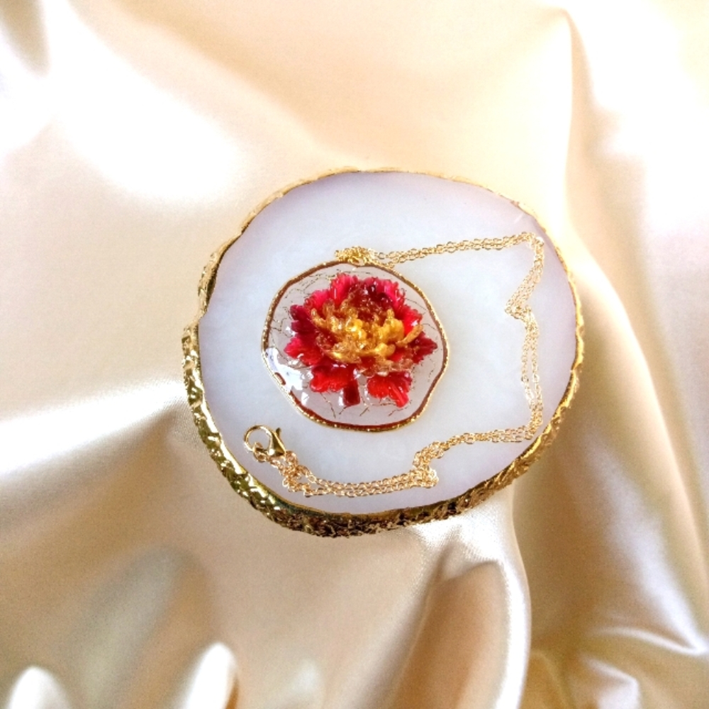Handmade resin flower pendant